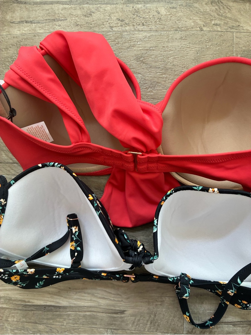Shade & Shore 2 Bikini Swim Tops Floral Plain One Strap - Picture 8 of 13